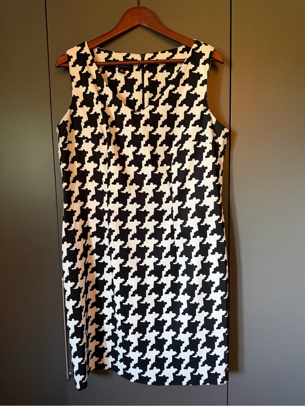 ALYX Black & White Houndstooth Sleeveless Sheath Dress Size 16